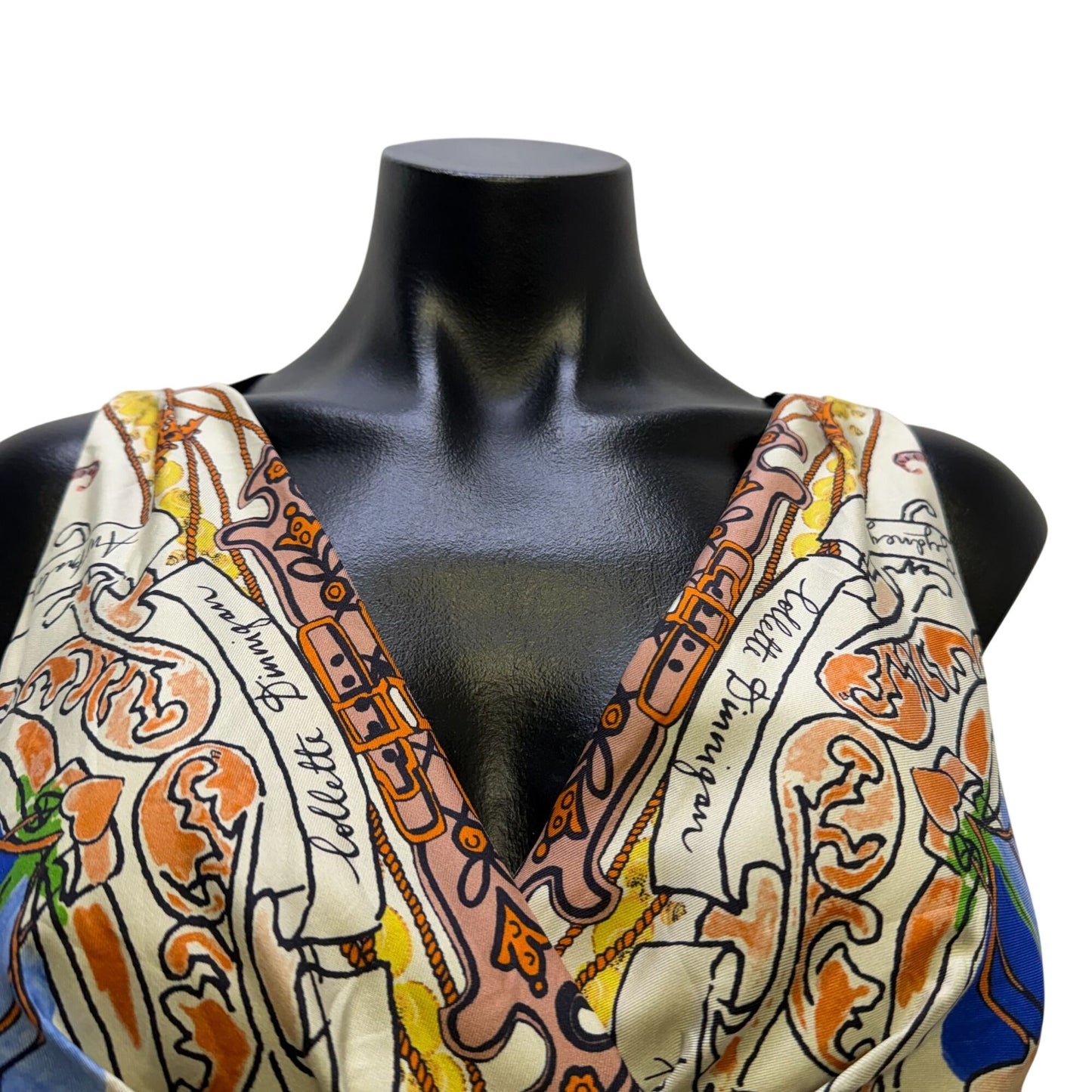 Collette Dinnigan Silk Midi Dress With Multicolor Print & V-Neckline 2