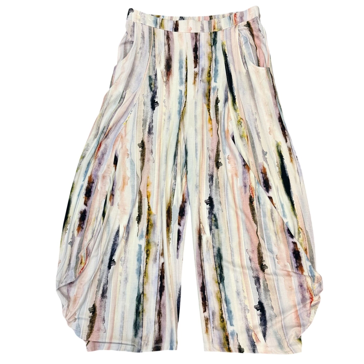 NWT Kozan Abstract Striped Lightweight Pants In Pink Multi Size L