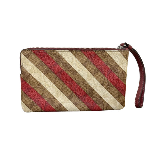 Coach Signature Stripe Wristlet Red & Khaki