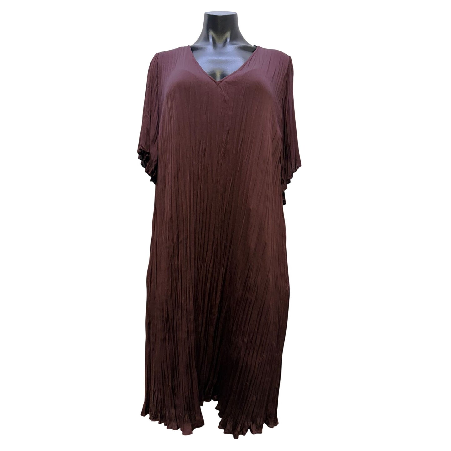 Vince Belted Wine Dress With Pleated Texture L