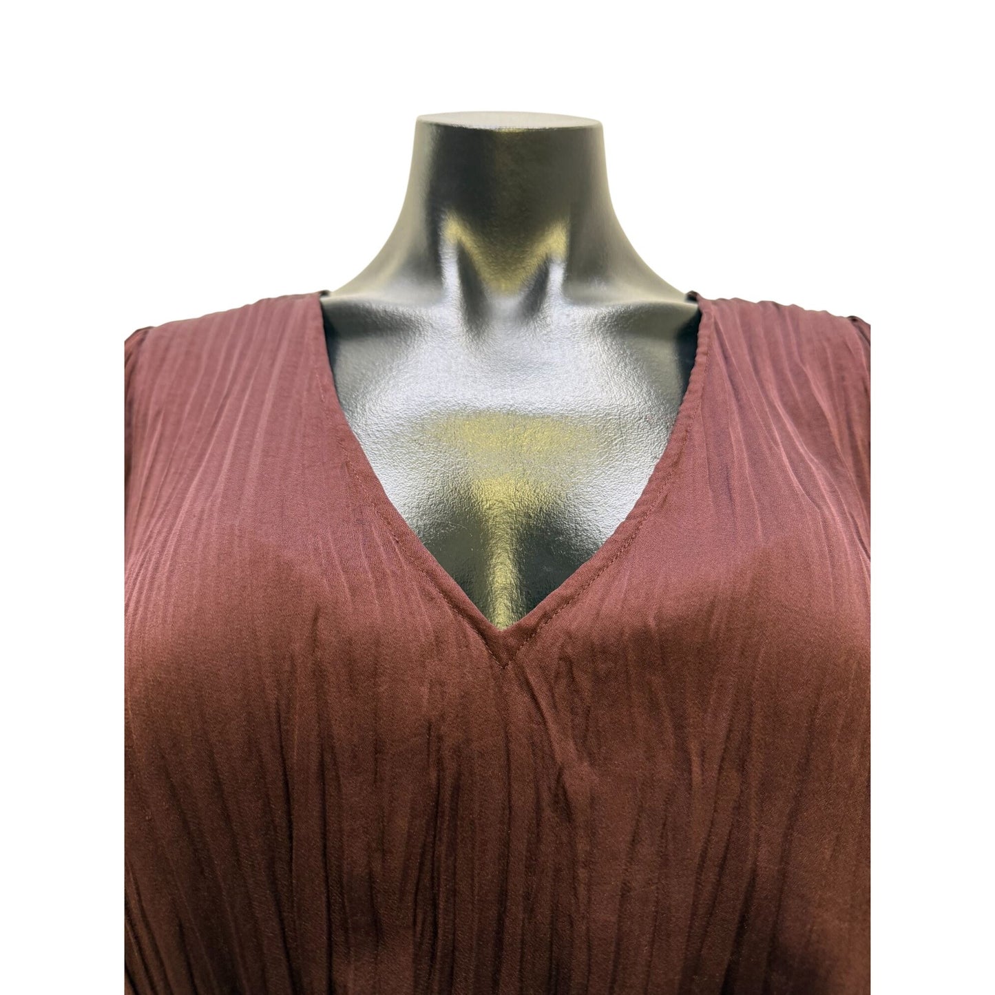 Vince Belted Wine Dress With Pleated Texture L