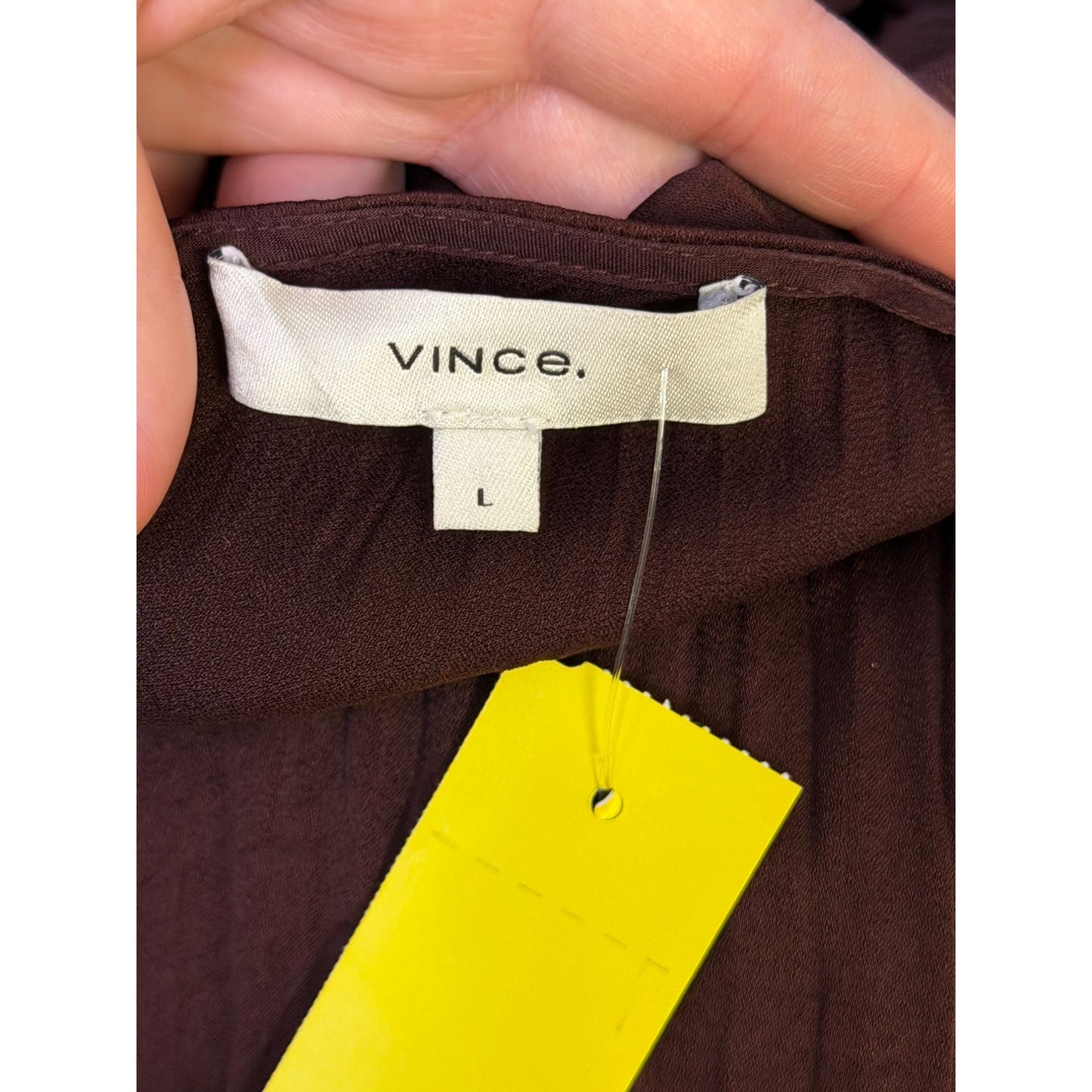 Vince Belted Wine Dress With Pleated Texture L