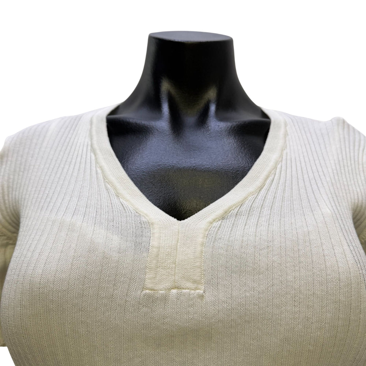 Missoni White Knit Textured Short Sleeve V-Neck Dress Size S