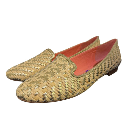 Coach Straw Flats Tan Gold Size 8