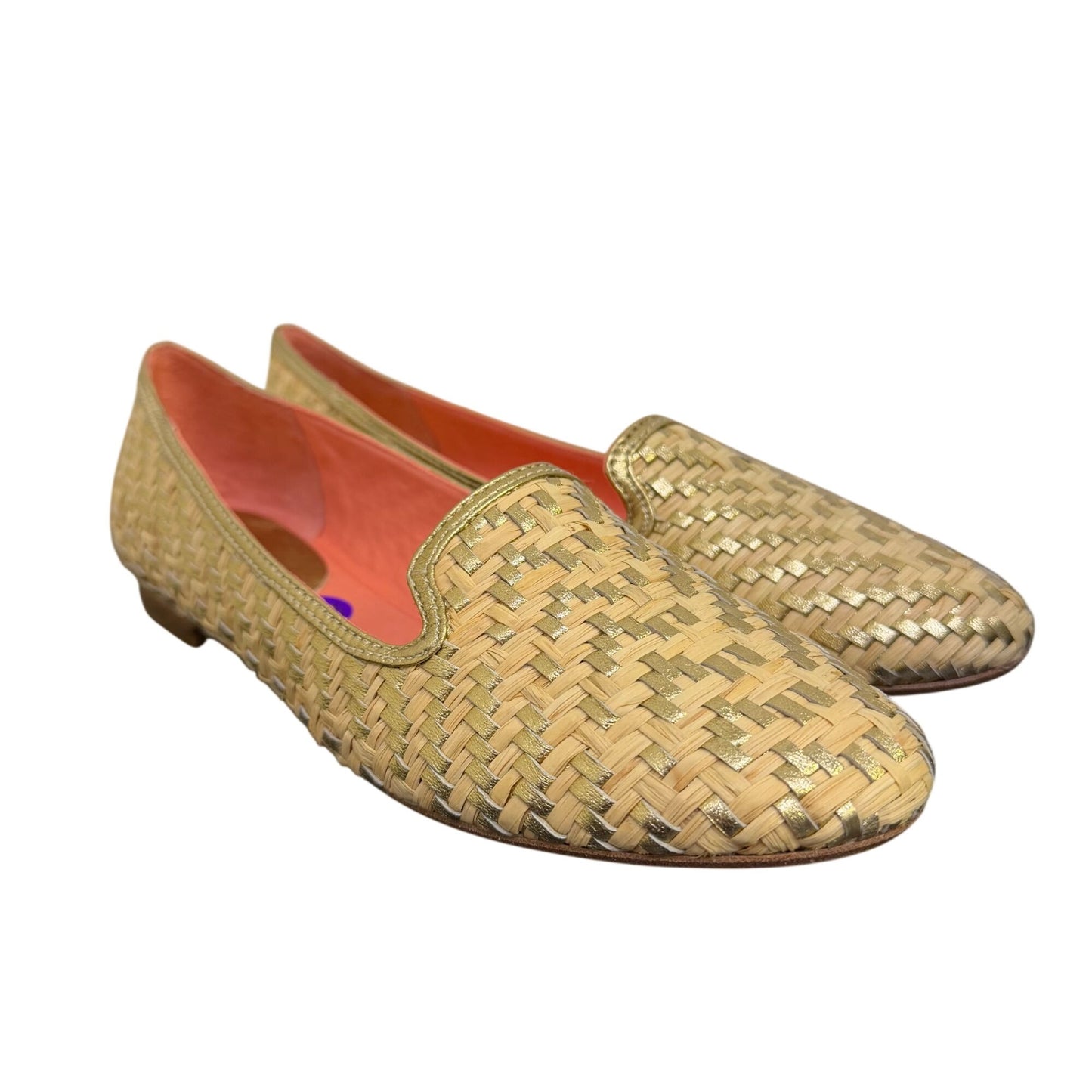 Coach Straw Flats Tan Gold Size 8