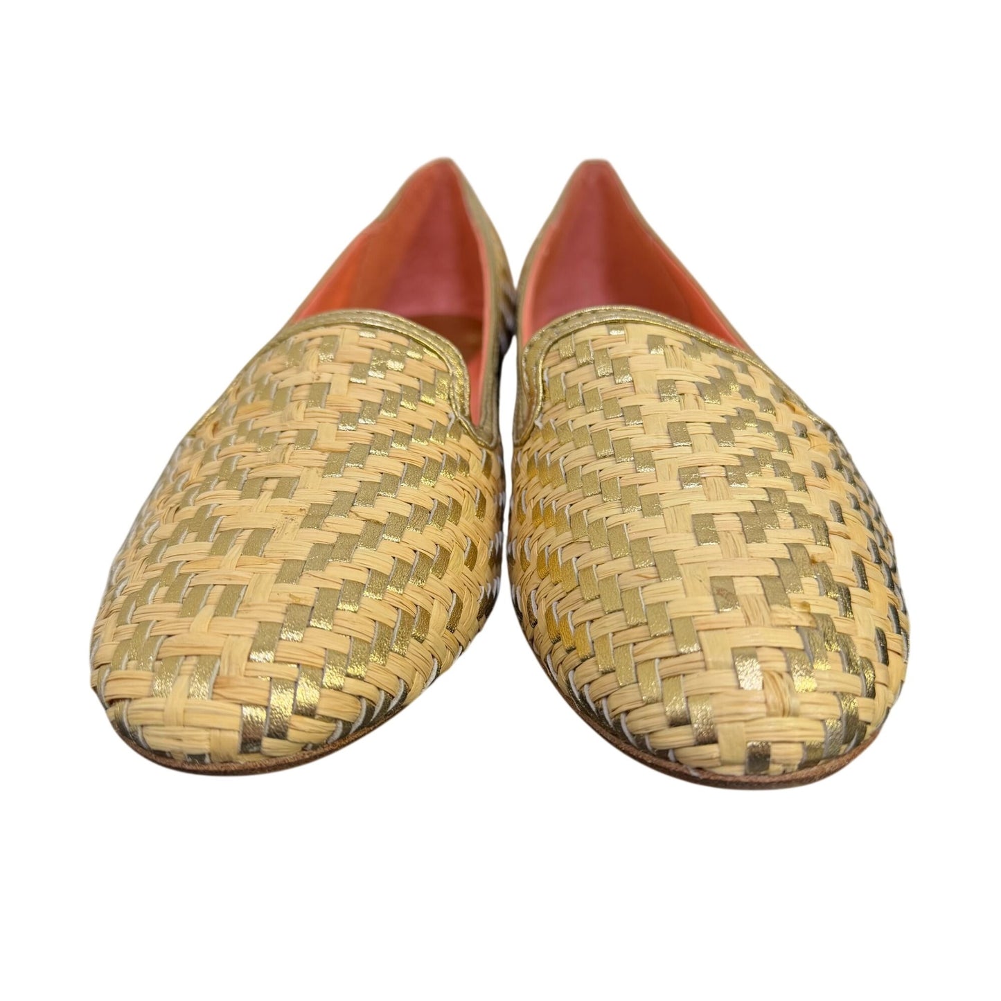 Coach Straw Flats Tan Gold Size 8