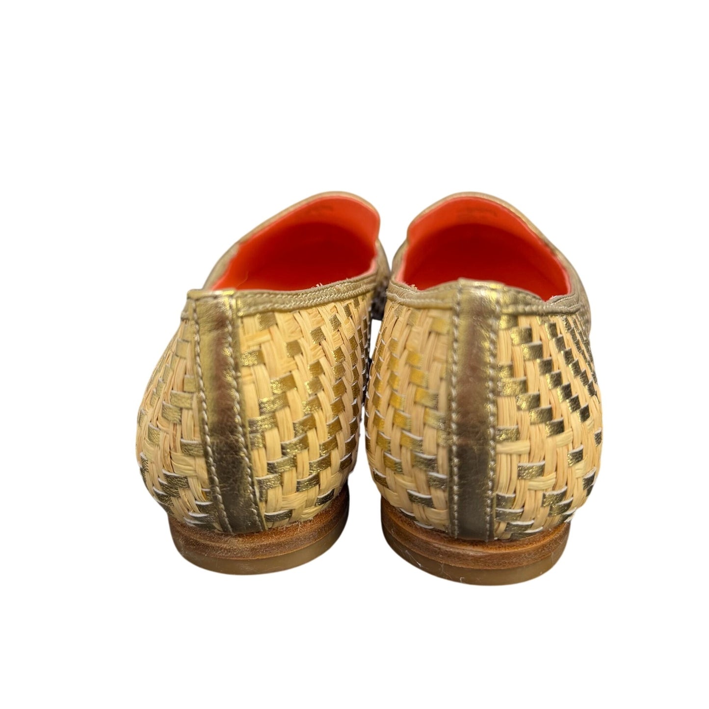Coach Straw Flats Tan Gold Size 8