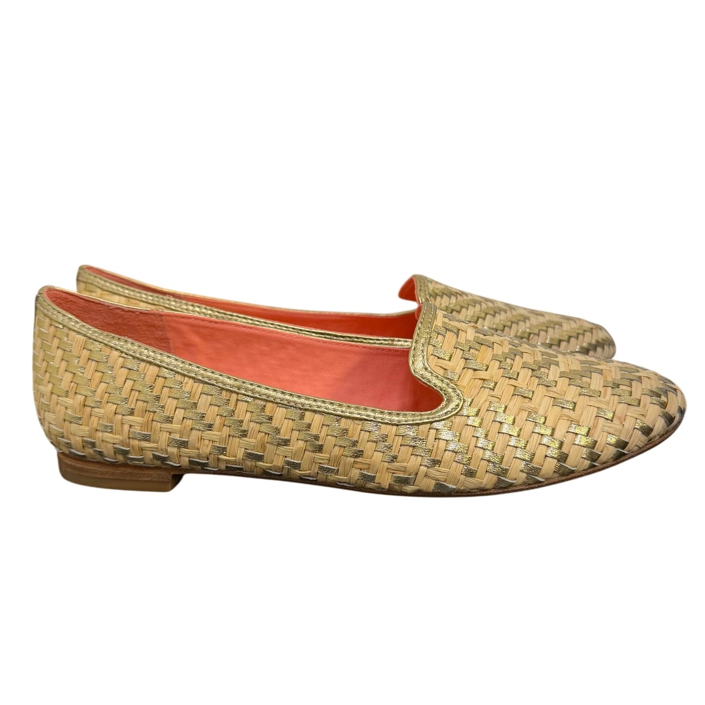 Coach Straw Flats Tan Gold Size 8