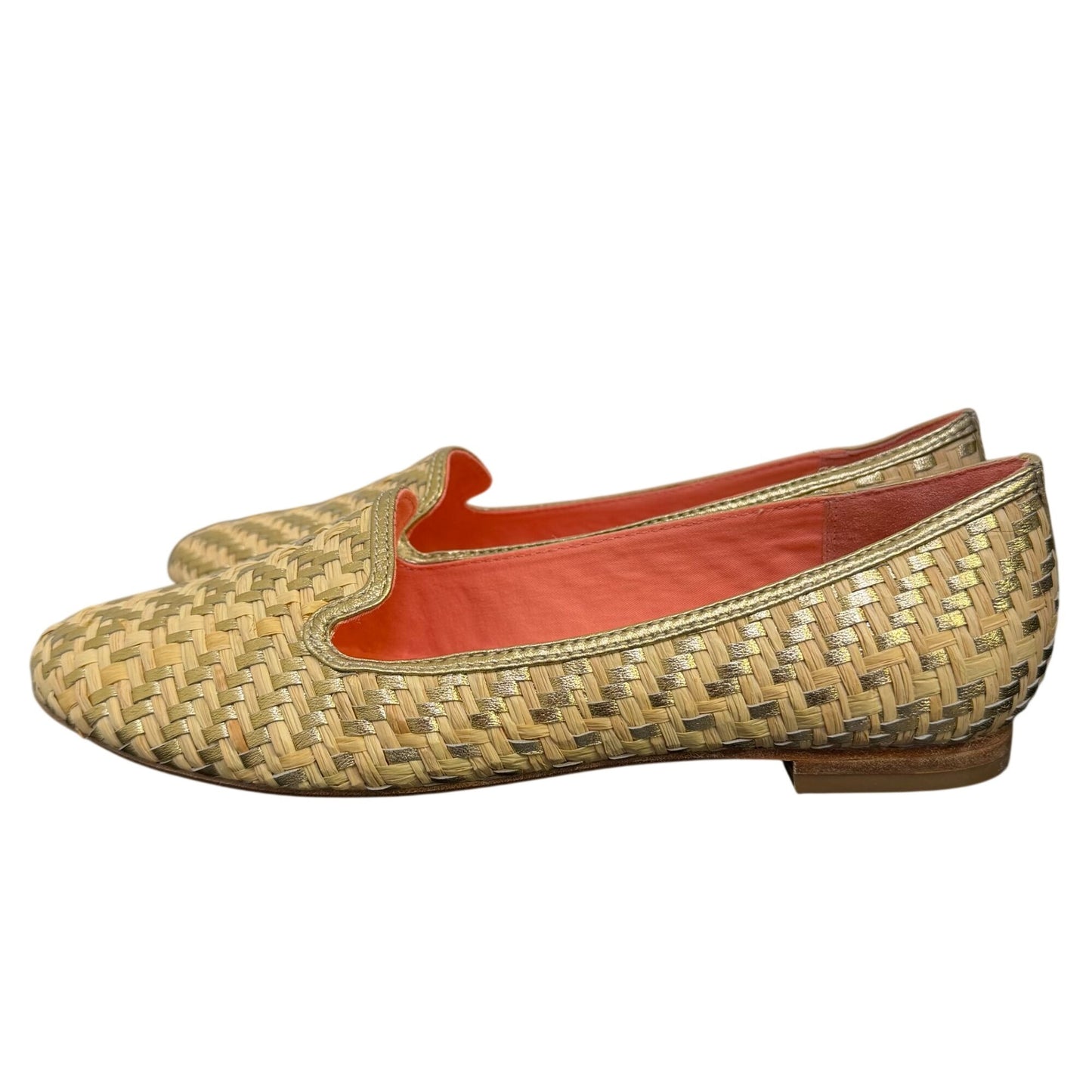 Coach Straw Flats Tan Gold Size 8