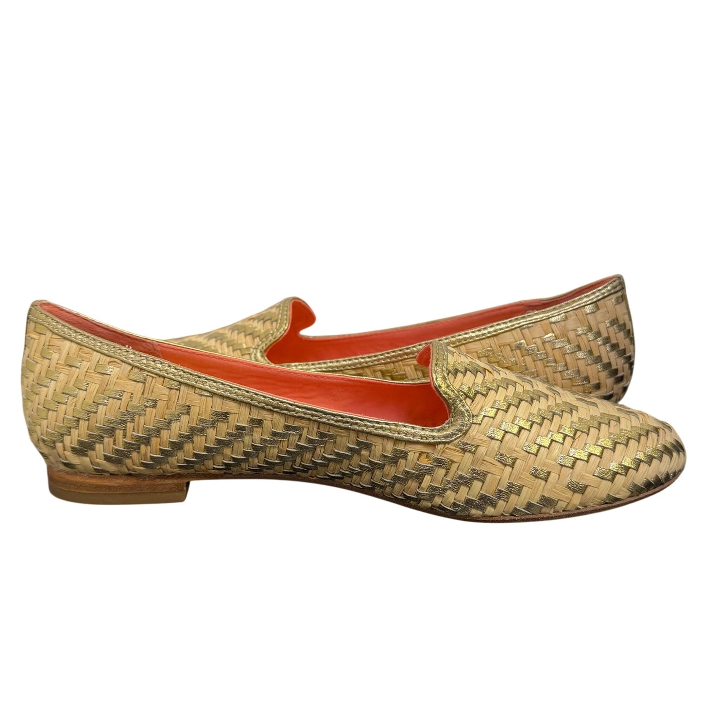 Coach Straw Flats Tan Gold Size 8