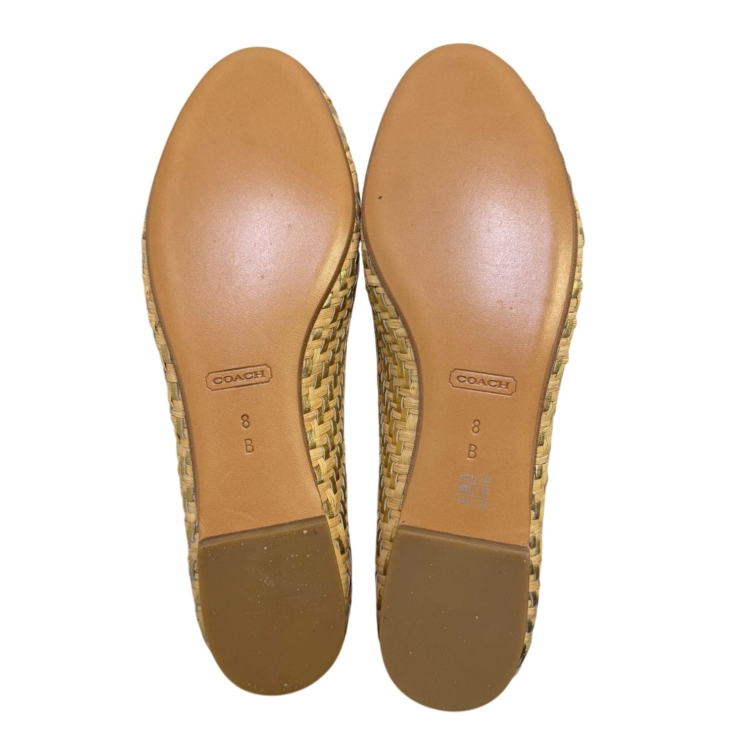 Coach Straw Flats Tan Gold Size 8