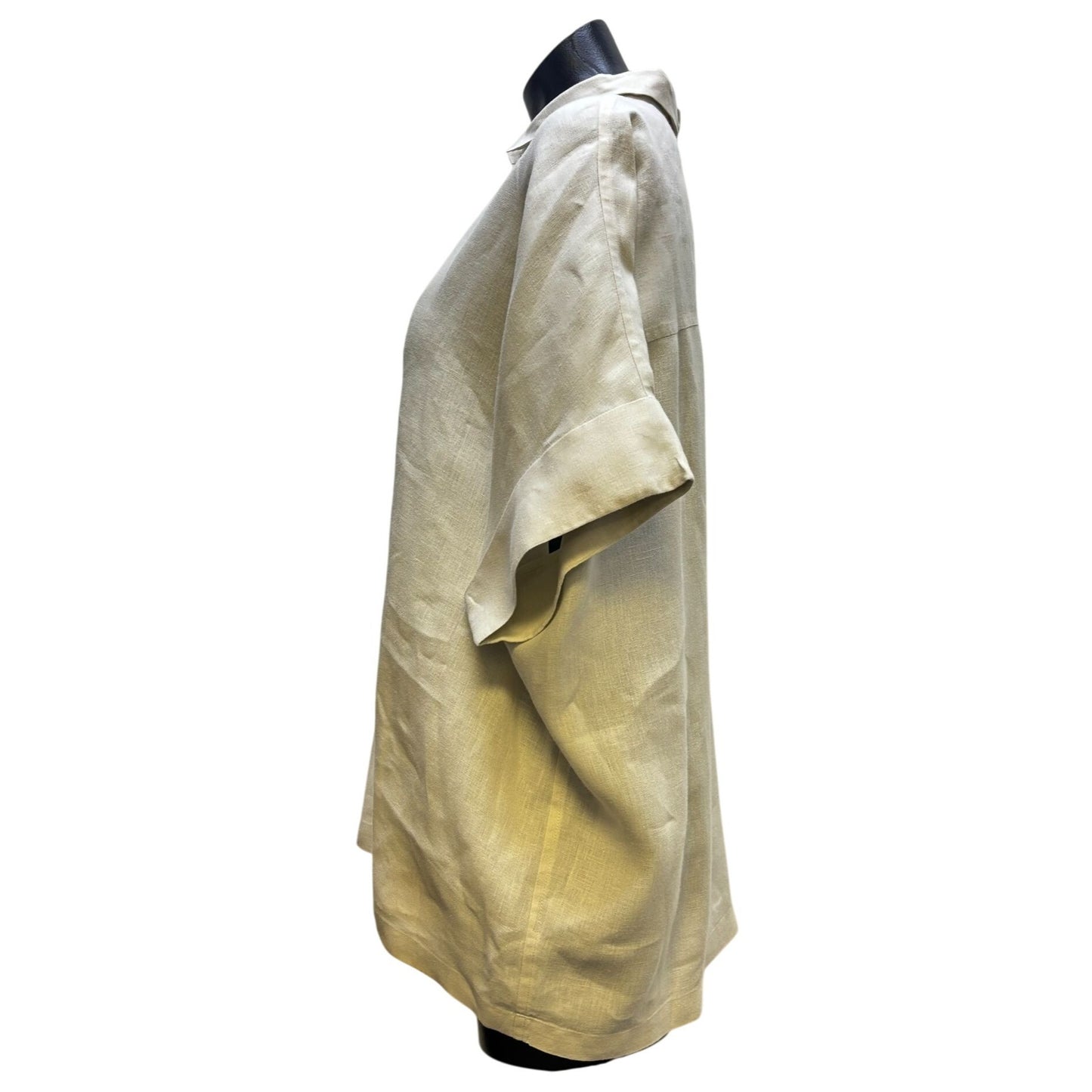 Lafayette 148  Linen Blouse Tan XL Button-Down Relaxed Fit