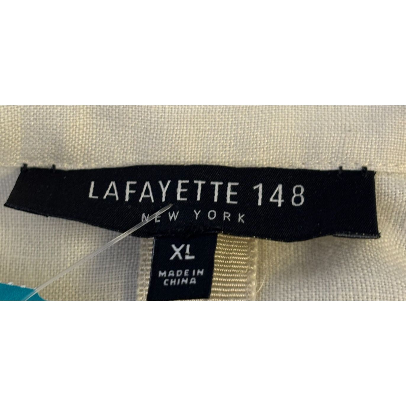Lafayette 148  Linen Blouse Tan XL Button-Down Relaxed Fit