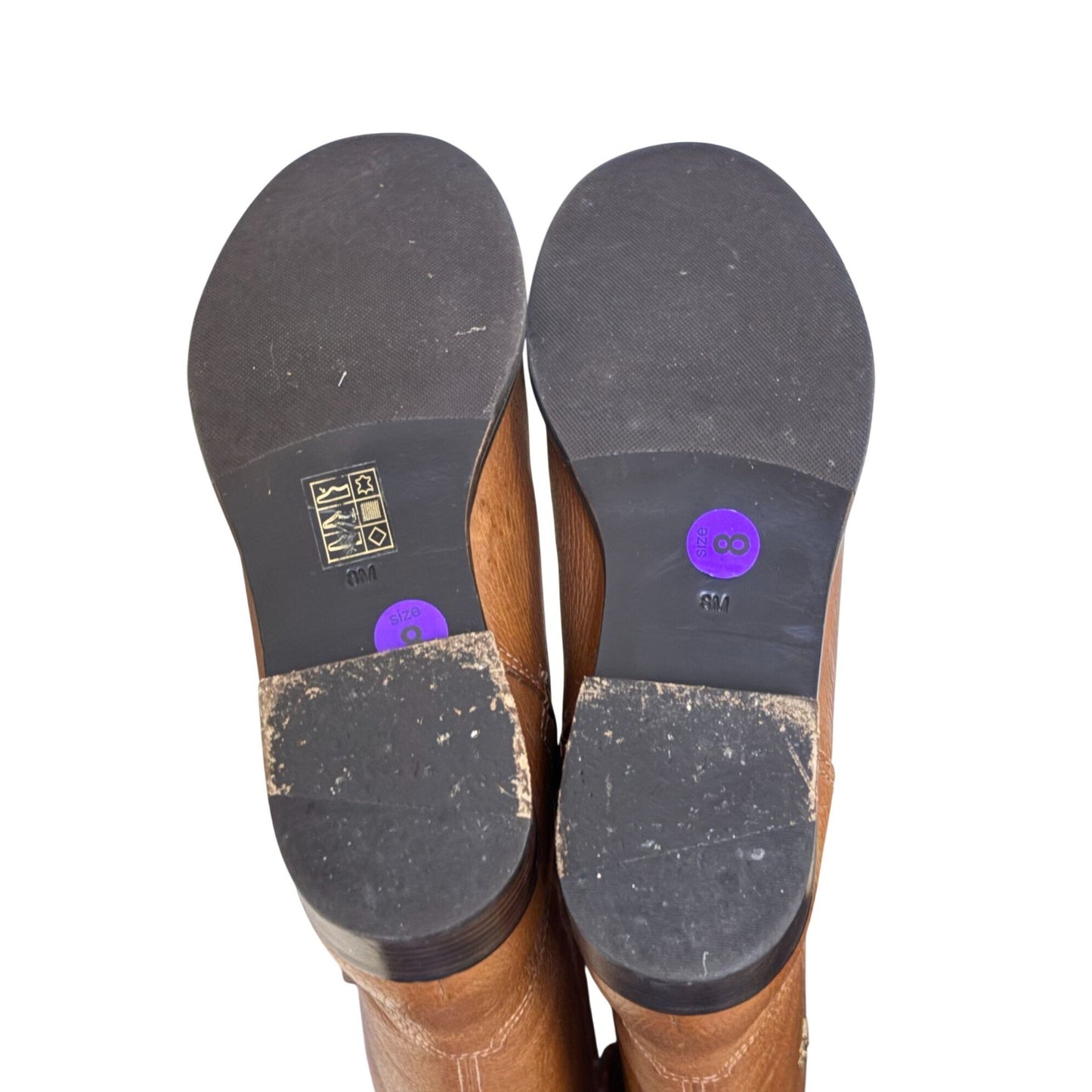 Tory Burch Brown Leather Riding Boots Size 8 With Gold Logo Detail