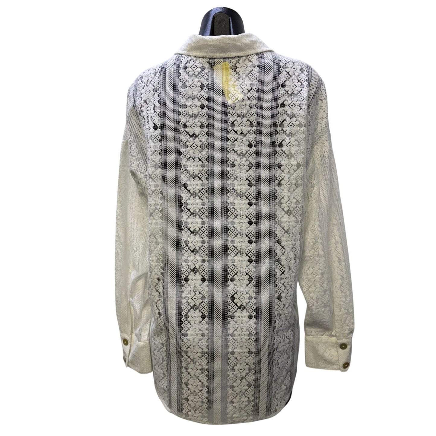 Bella Dahl White Lace Button-Down Blouse Long Sleeve M