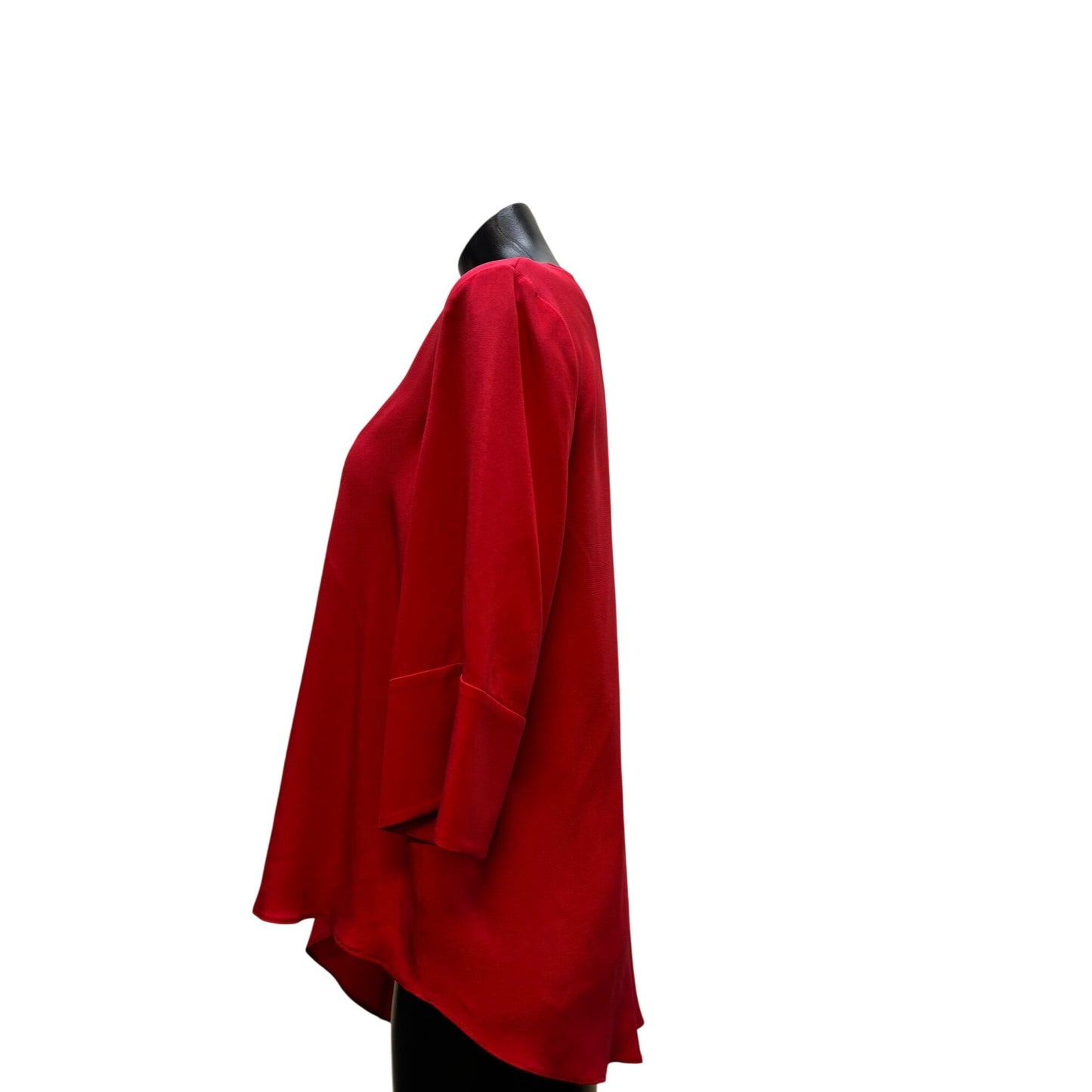 St. John Red Asymmetric Hem Blouse Size S