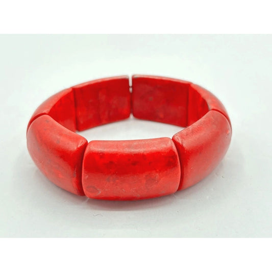Chunky Red Resin Stretch Bracelet