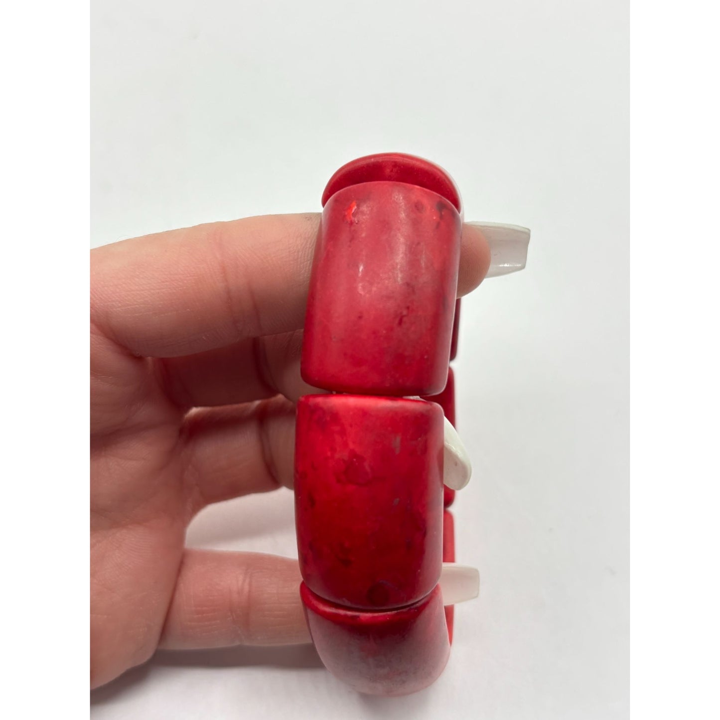 Chunky Red Resin Stretch Bracelet