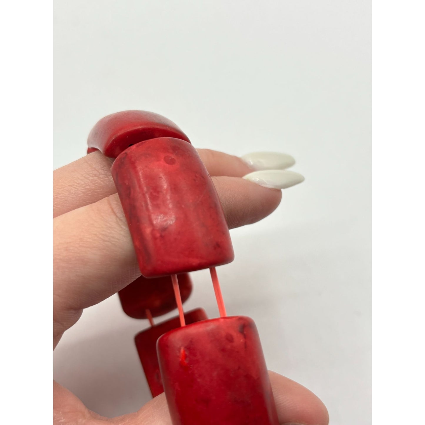 Chunky Red Resin Stretch Bracelet