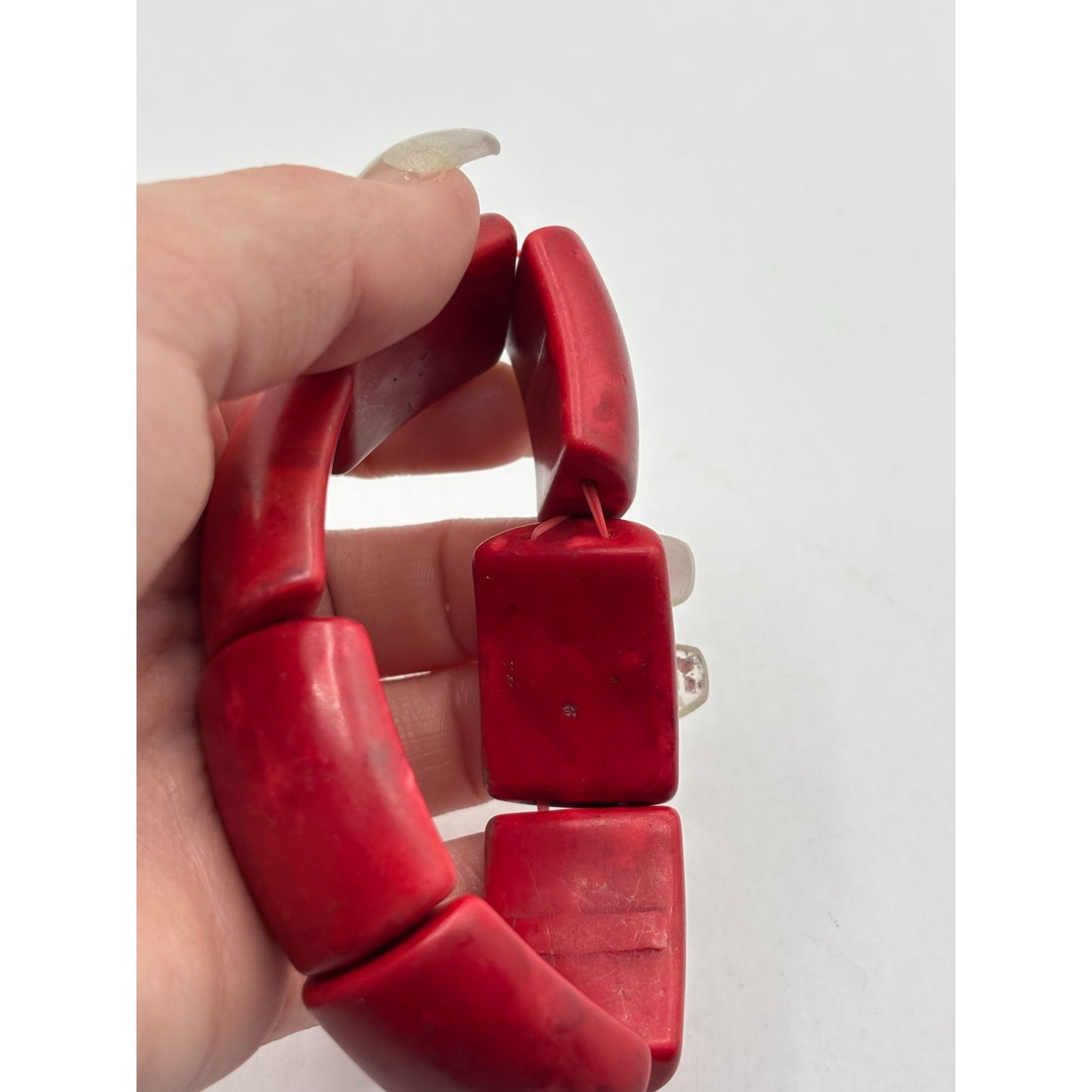 Chunky Red Resin Stretch Bracelet