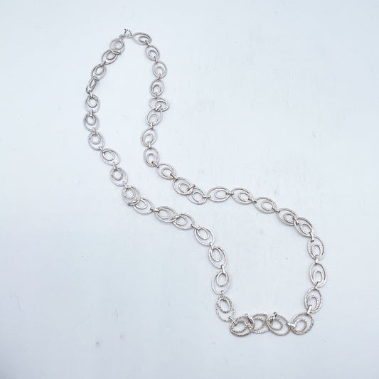 925 Sterling Silver Open Chain Link Oval Necklace 15"