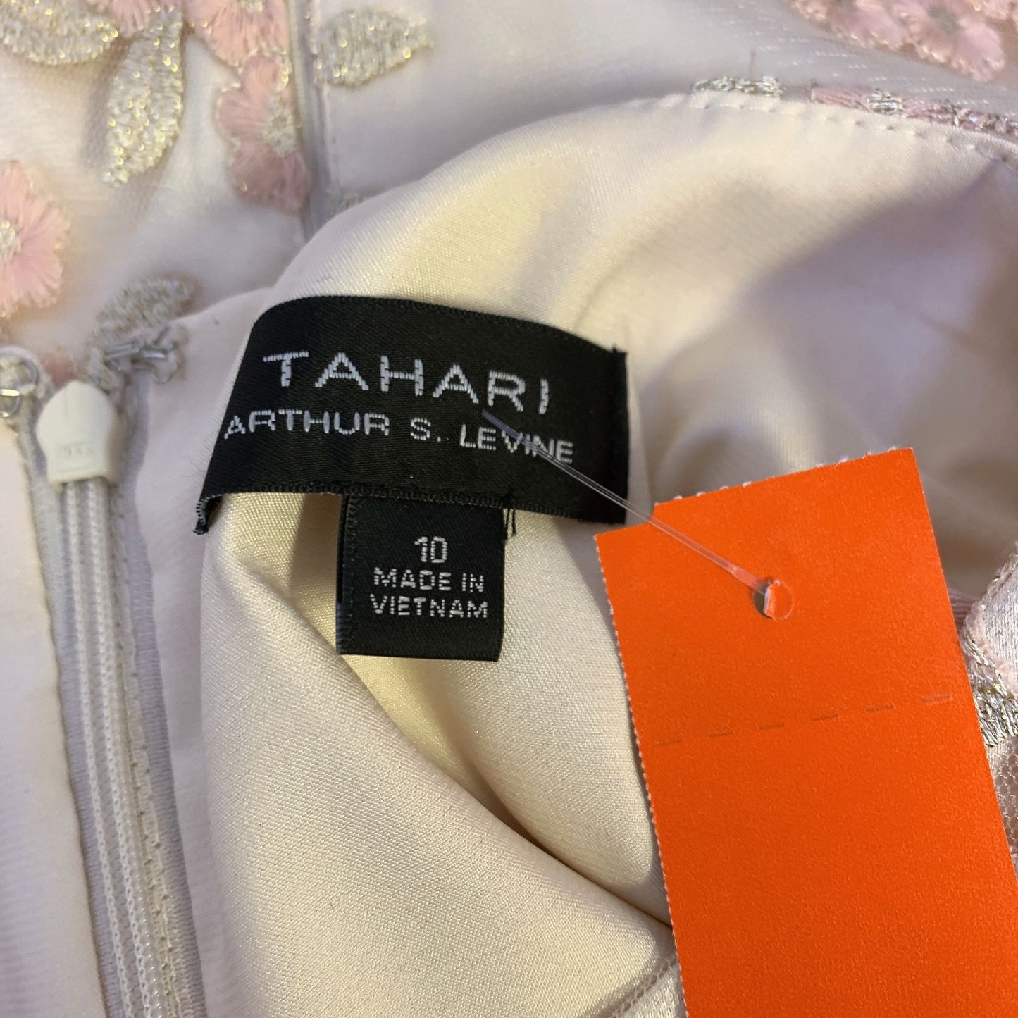 *Tahari Blush Pink Sheer Embroidered Overlay Dress Size 10