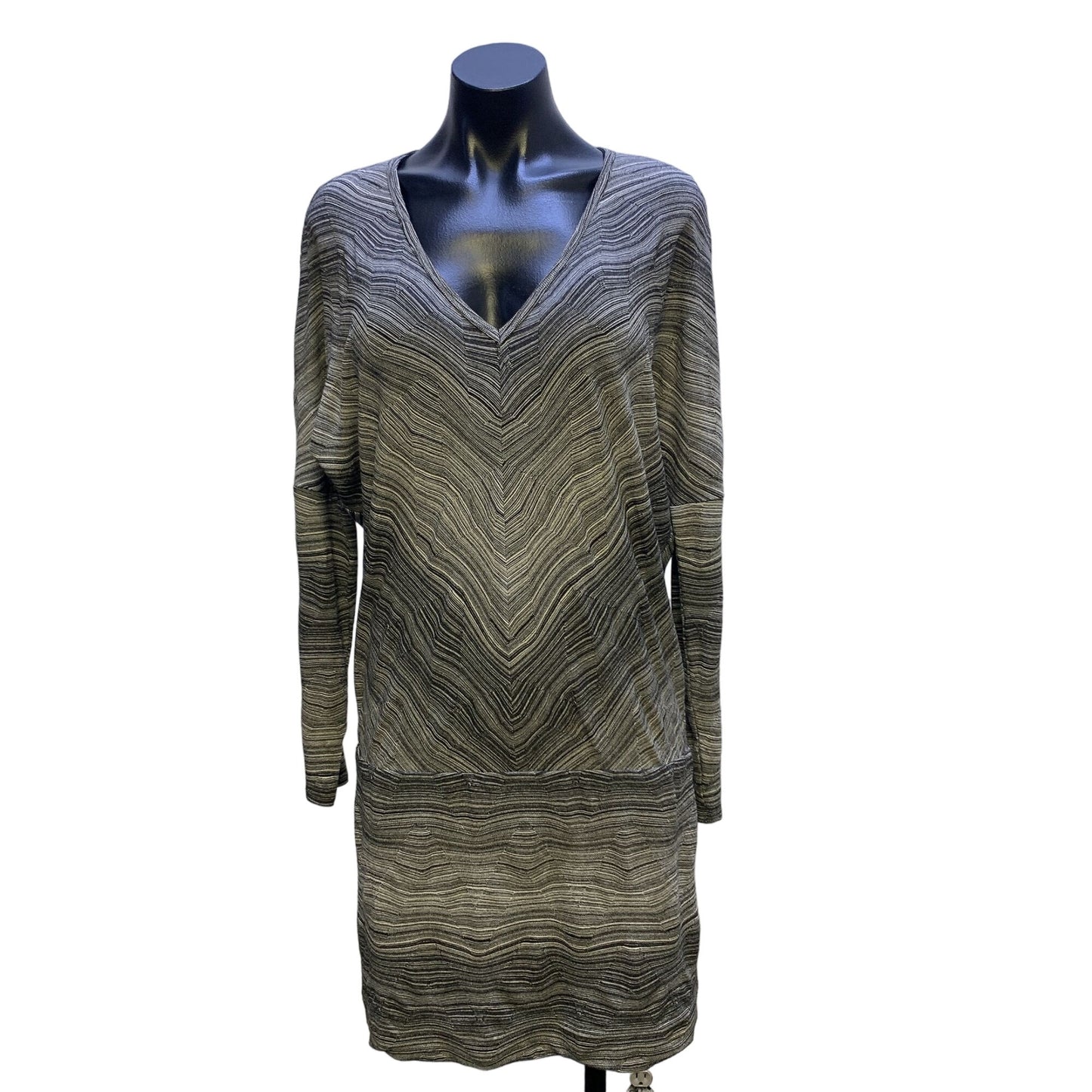 Trina Turk Long Sleeve Striped Knit Pull Over Dress 8