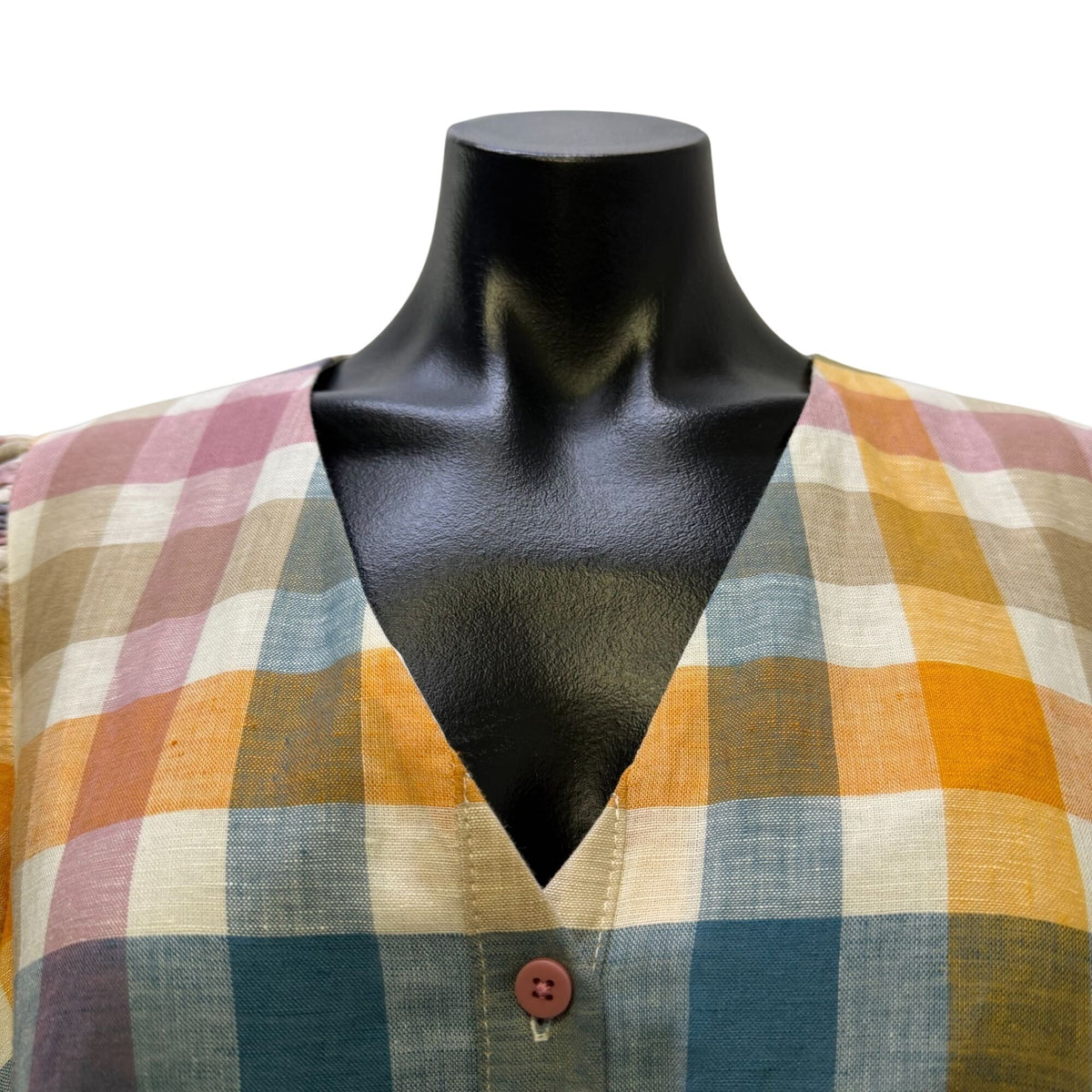 Gal Meets Glam Multicolor Plaid Belted Linen Blend Dress Size 14