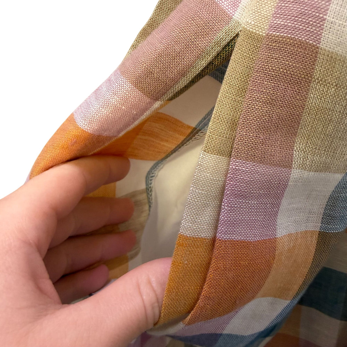 Gal Meets Glam Multicolor Plaid Belted Linen Blend Dress Size 14