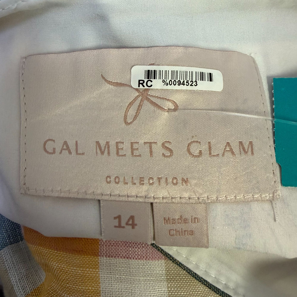 Gal Meets Glam Multicolor Plaid Belted Linen Blend Dress Size 14