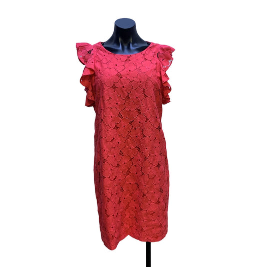 Trina Turk Coral Lined Lace & Eyelet Sleeveless Dress Size Large