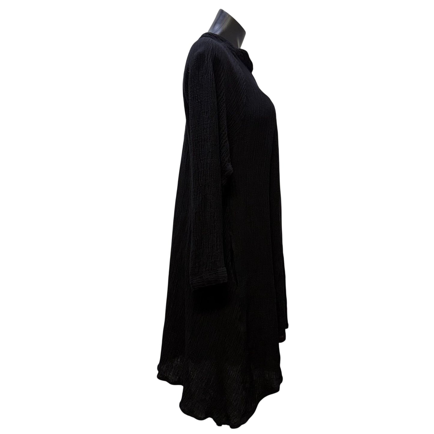 Myrah Penaloza Black Tunic Blouse With Button Front S