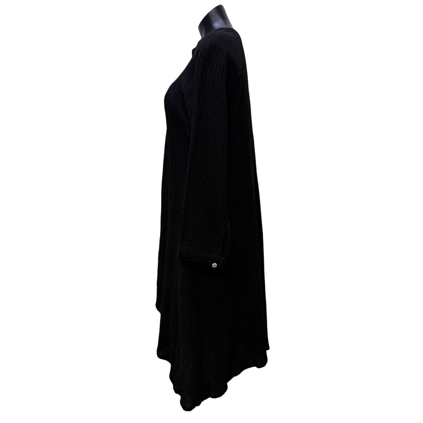 Myrah Penaloza Black Tunic Blouse With Button Front S