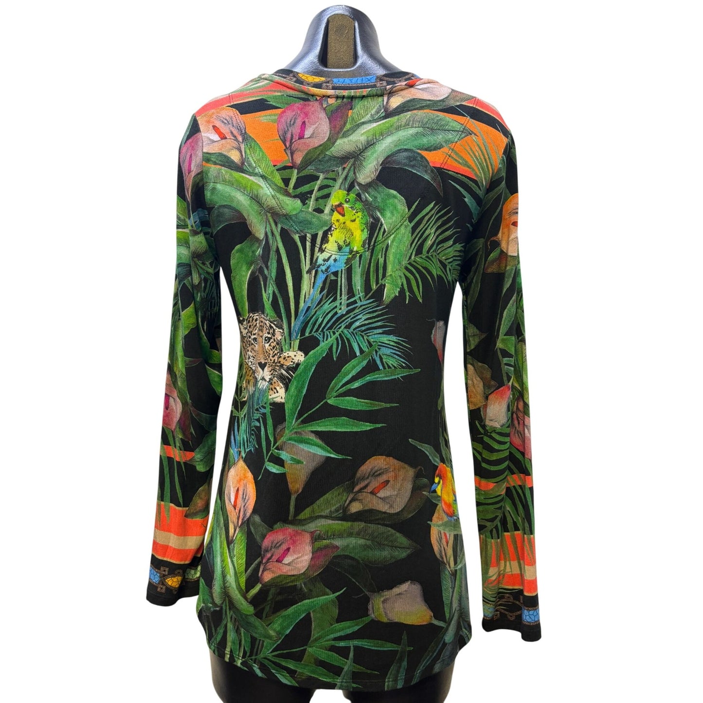 Johnny Was Tropical Print Long Sleeve Blouse S