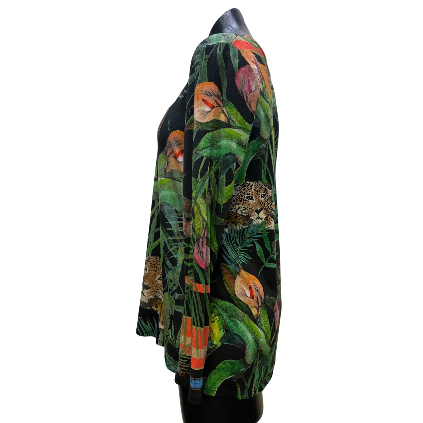 Johnny Was Tropical Print Long Sleeve Blouse S