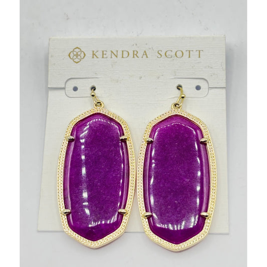 Kendra Scott Danielle Gold Statement Earrings Magenta Purple