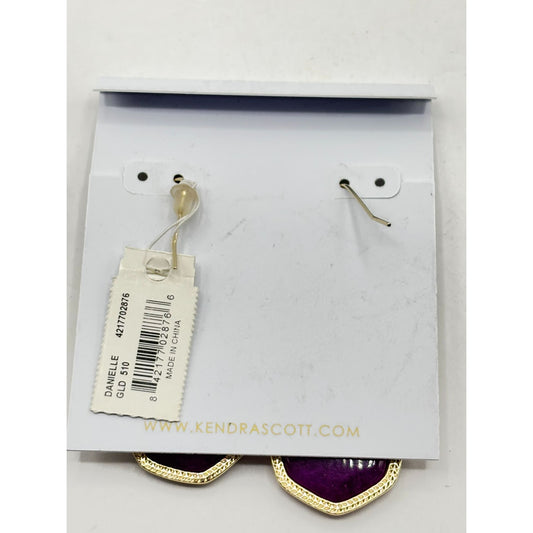 Kendra Scott Danielle Gold Statement Earrings Magenta Purple