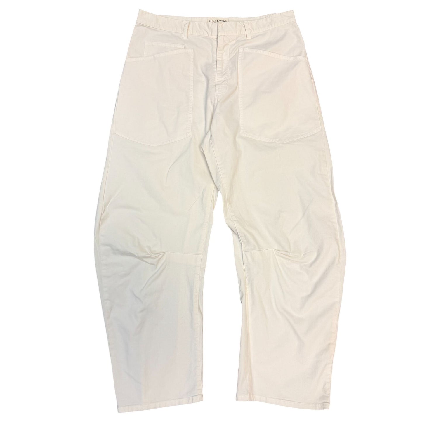 Nili Lotan Cream Wide-Leg Utility Pants Cotton Blend  Size 6