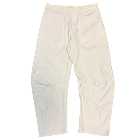 Nili Lotan Cream Wide-Leg Utility Pants Cotton Blend  Size 6