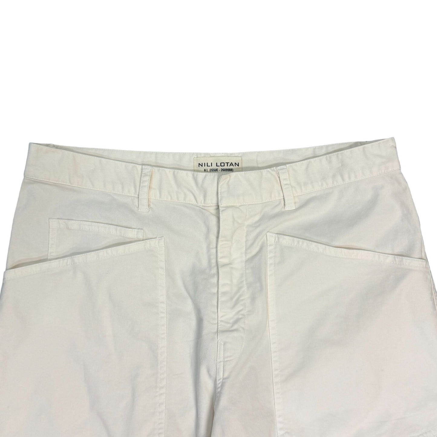 Nili Lotan Cream Wide-Leg Utility Pants Cotton Blend  Size 6