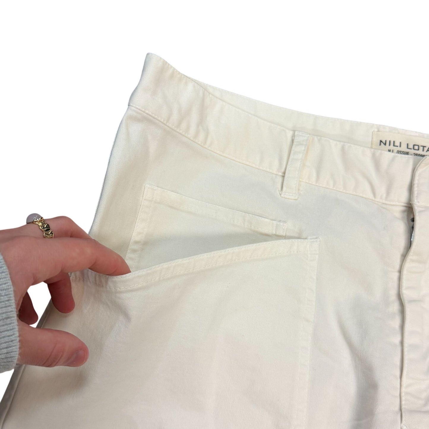Nili Lotan Cream Wide-Leg Utility Pants Cotton Blend  Size 6