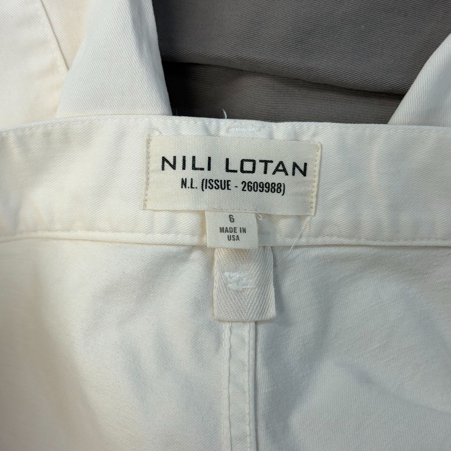 Nili Lotan Cream Wide-Leg Utility Pants Cotton Blend  Size 6