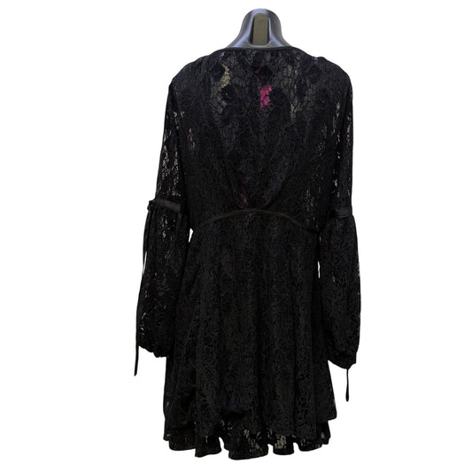 Free People Black Lace Dress/Slip Long Sheer L