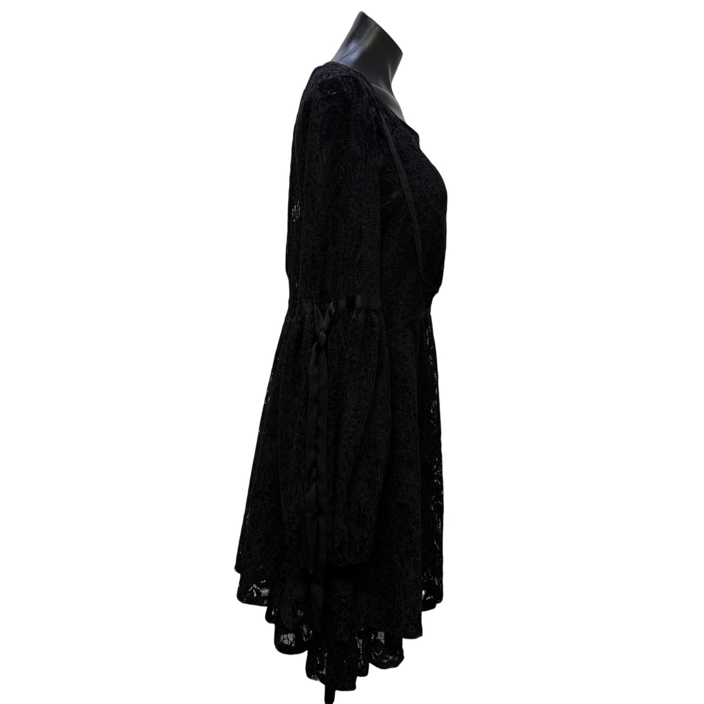 Free People Black Lace Dress/Slip Long Sheer L