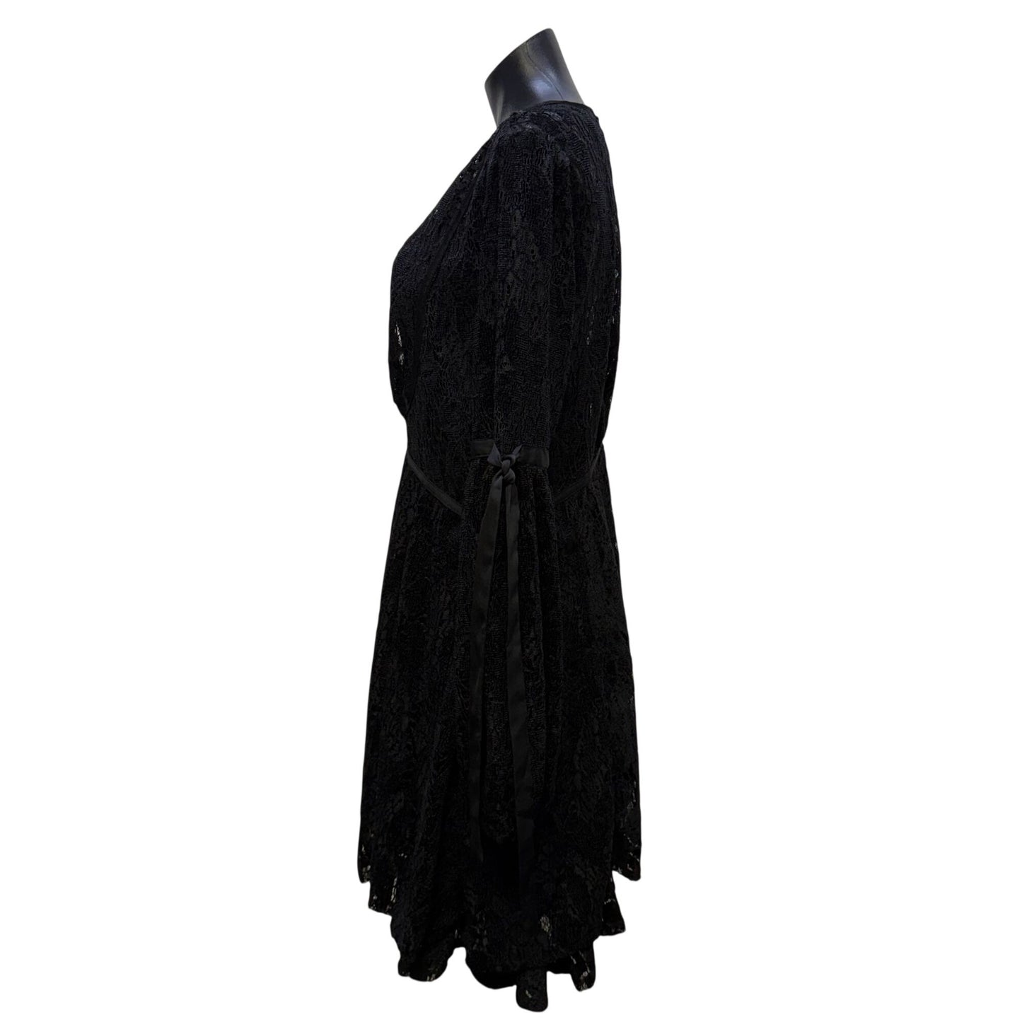 Free People Black Lace Dress/Slip Long Sheer L