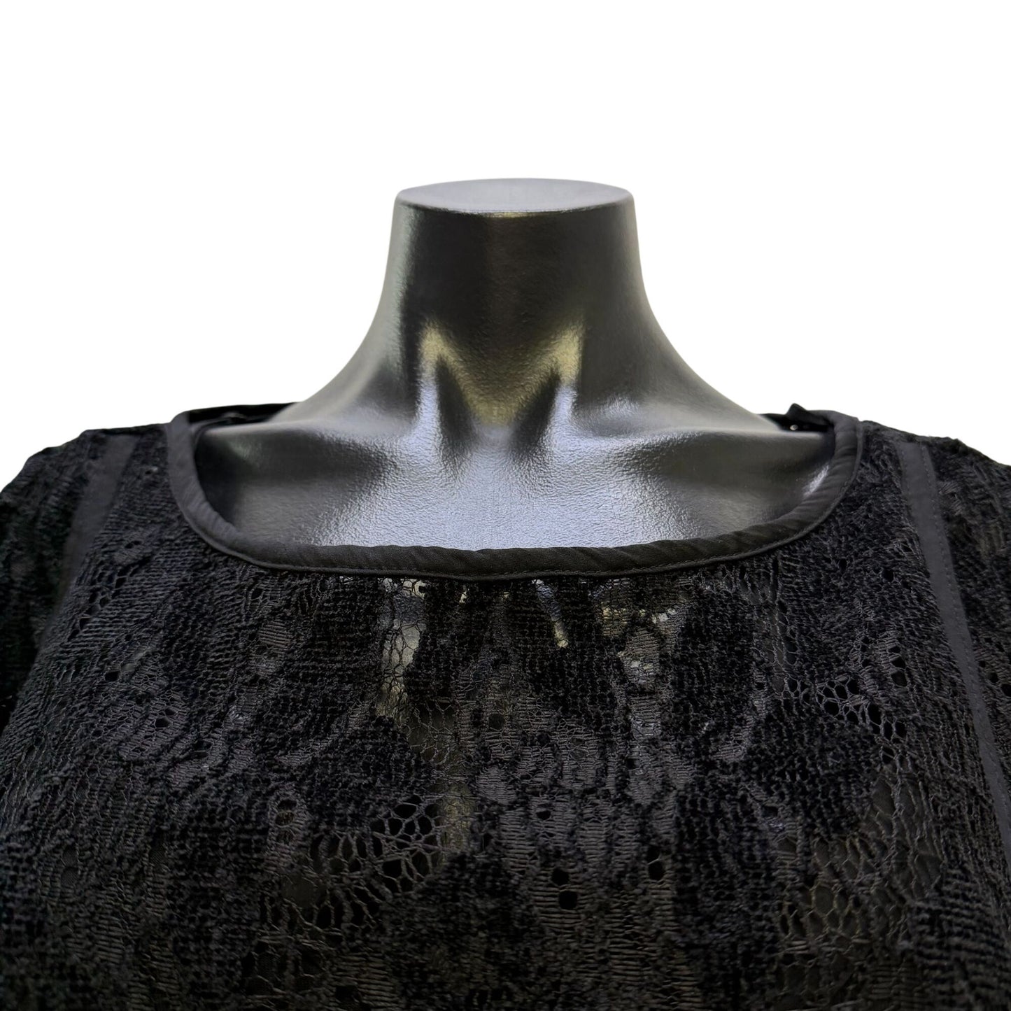 Free People Black Lace Dress/Slip Long Sheer L