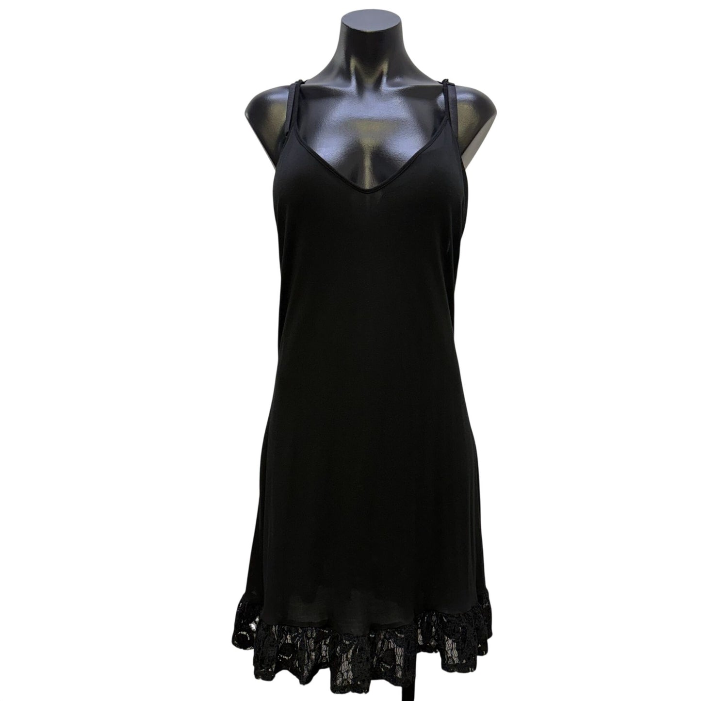 Free People Black Lace Dress/Slip Long Sheer L