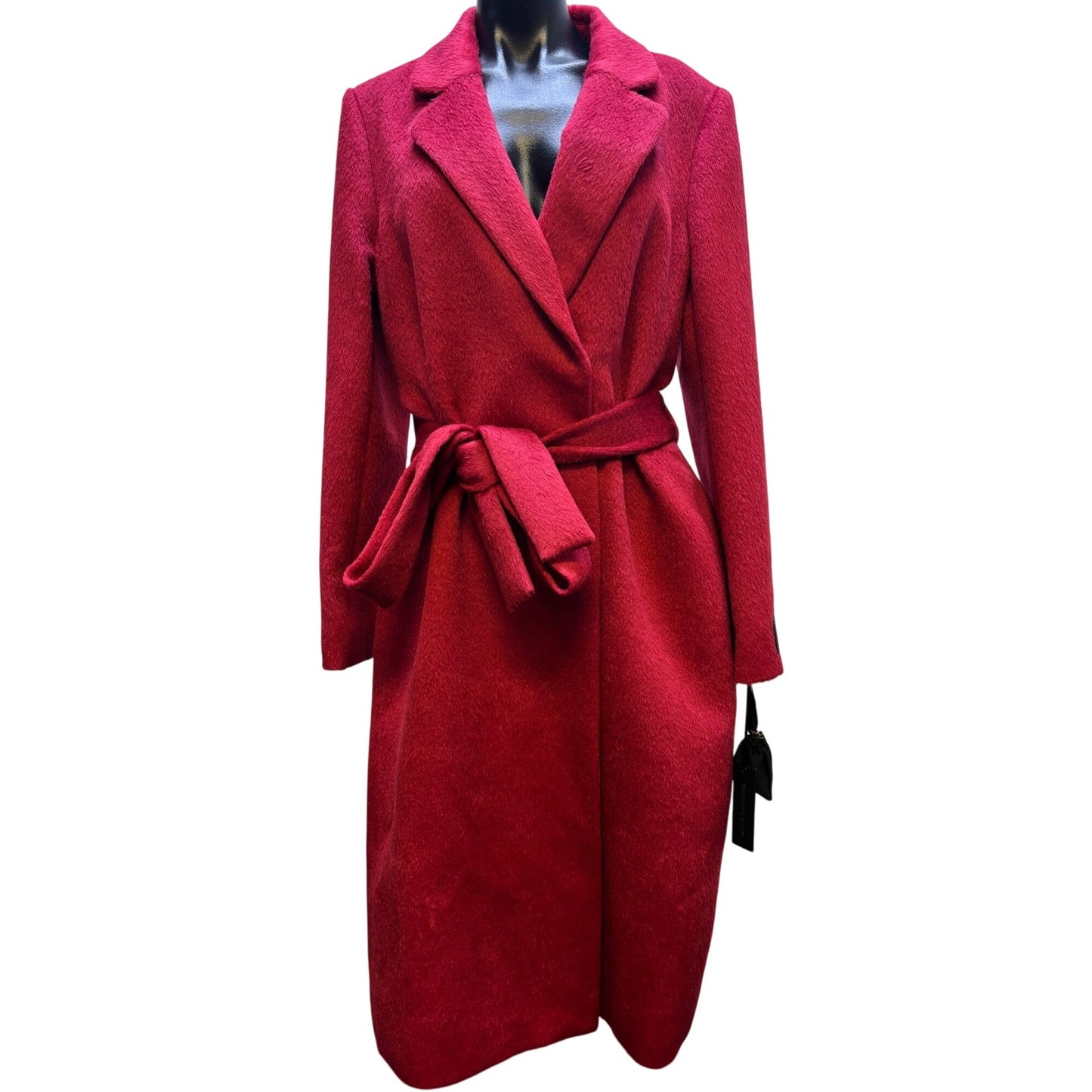 Katherine Kelly Womens Red Belted Wool/Alpaca Coat Size 12