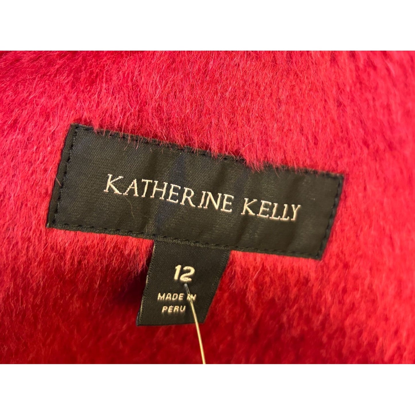 Katherine Kelly Womens Red Belted Wool/Alpaca Coat Size 12