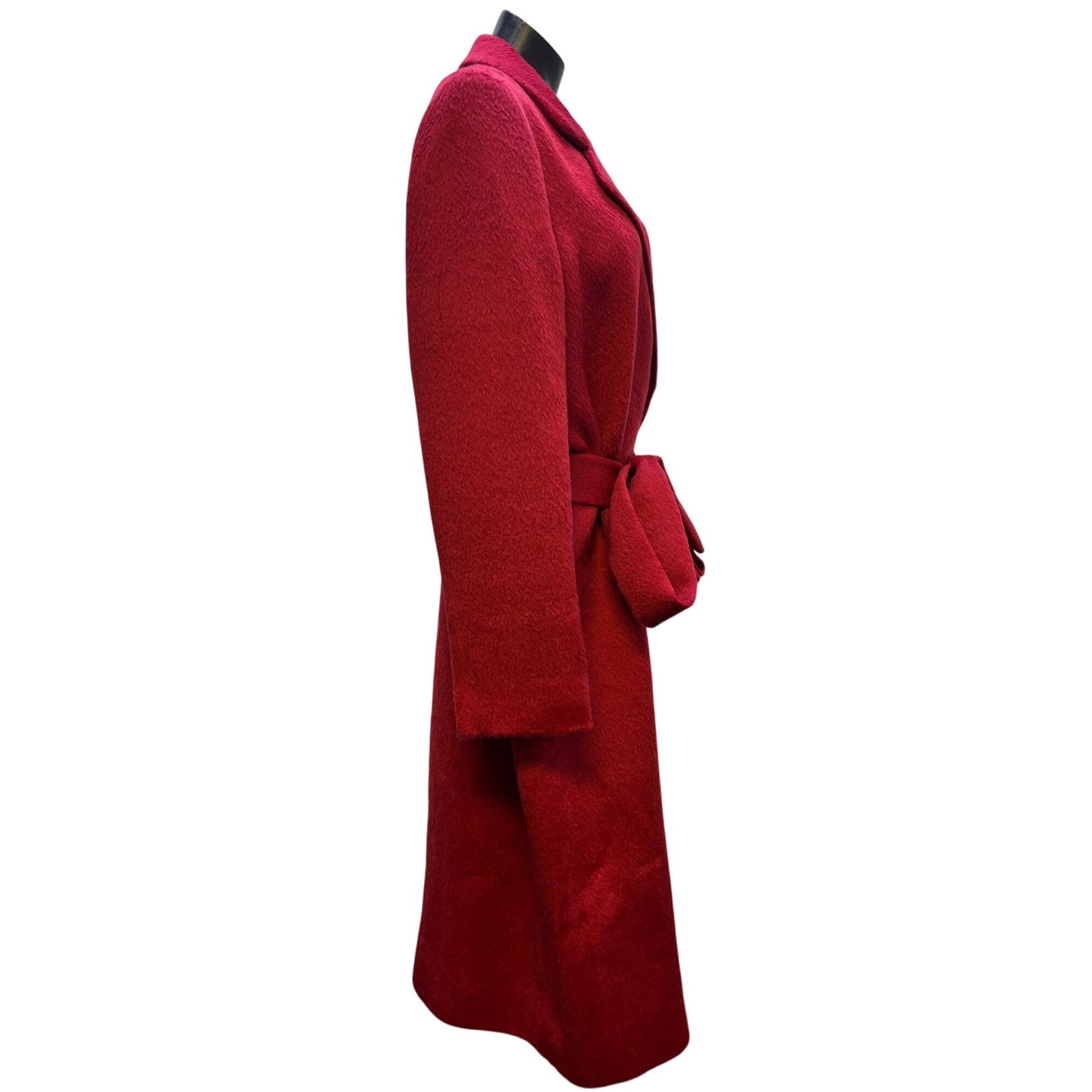 Katherine Kelly Womens Red Belted Wool/Alpaca Coat Size 12